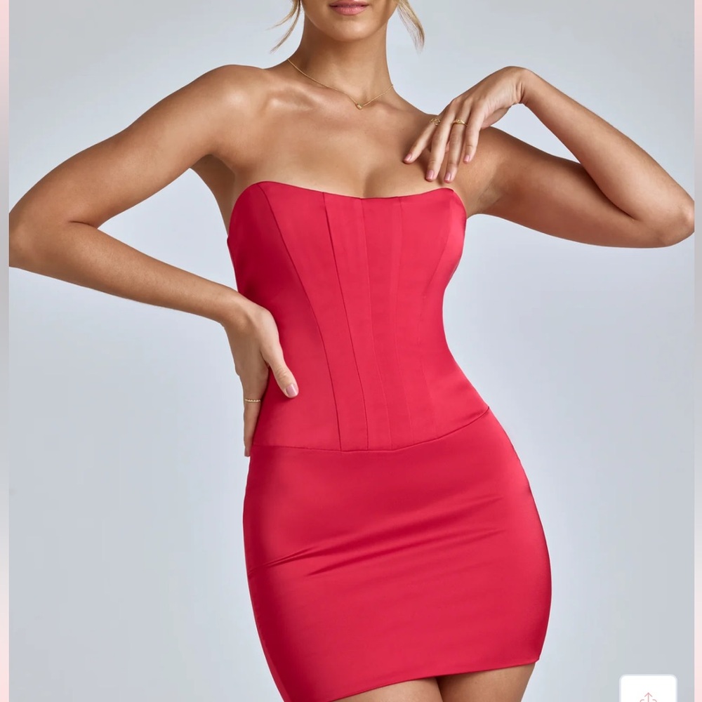 Adelaide Oh Polly Red Lace up Corset Mini Dress